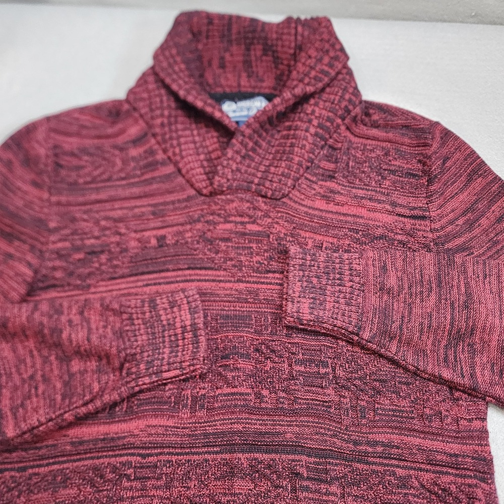 American Rag Sweater Burgundy Marled‎ Shawl Collar Geometric Mens M